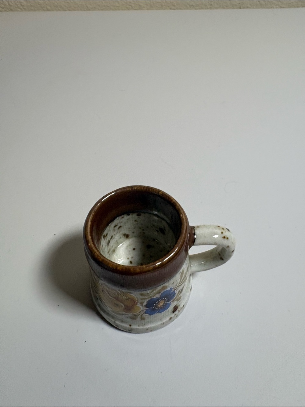 Handcrafted Floral Ceramic Mug in Brown and White